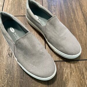 Dr. Scholl's Women's Slip-On Perforated Suede Loafers in Light Gray